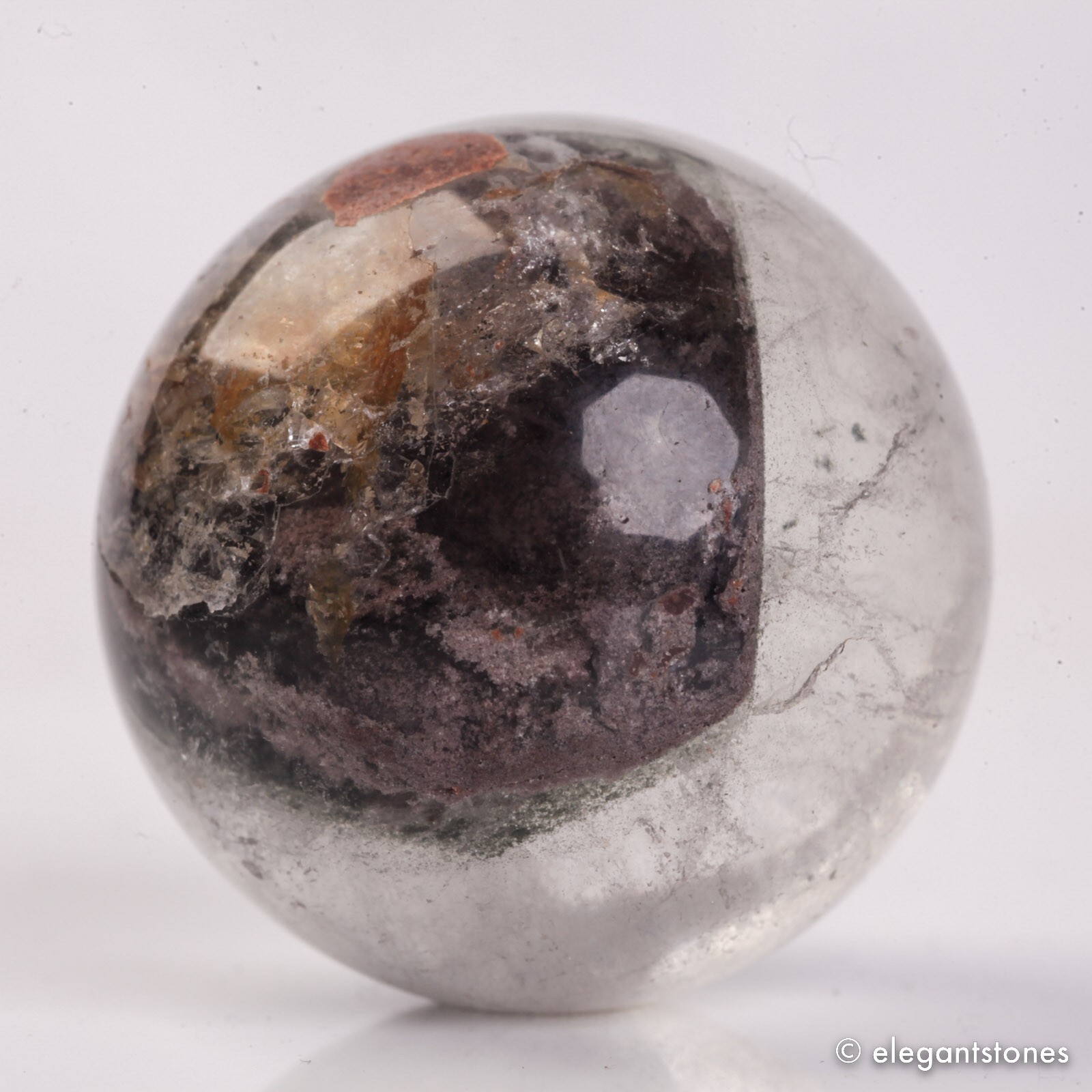 50g33mm Natural Garden/Phantom/Ghost/Lodolite Quartz Crystal Sphere Healing Ball