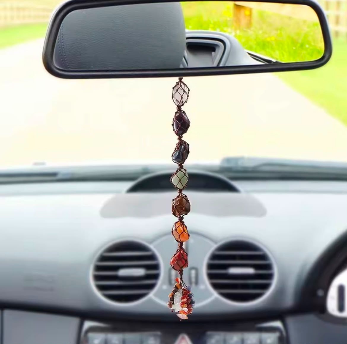 Handmade 7 Chakra Crystal Car Hanger Natural Stone Ornament for Peace & Protect