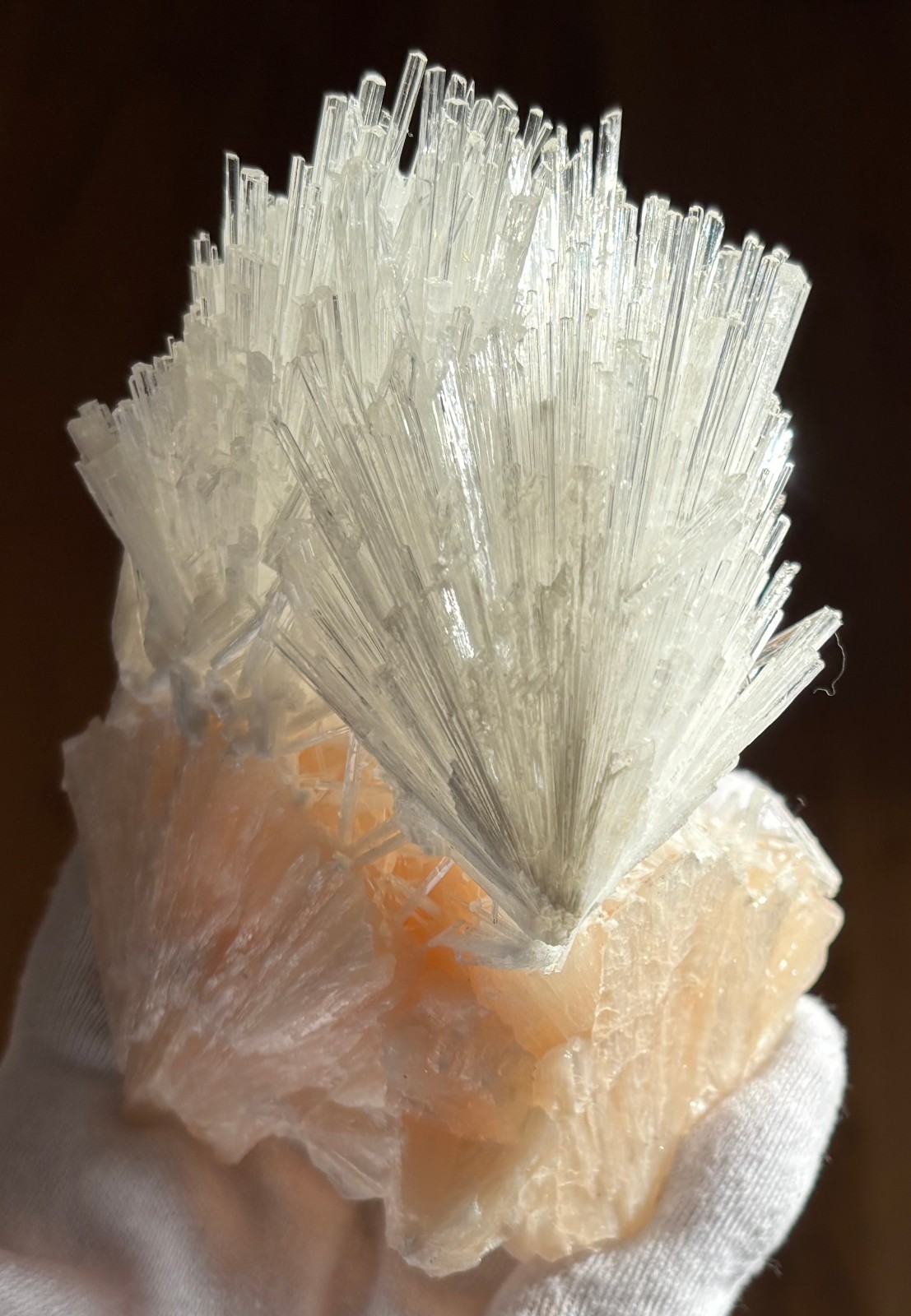 USA SALE 262g 4.3″ x 3.3″ LARGE SCOLECITE STILBITE SPECIMEN Fan/Blades/Spray