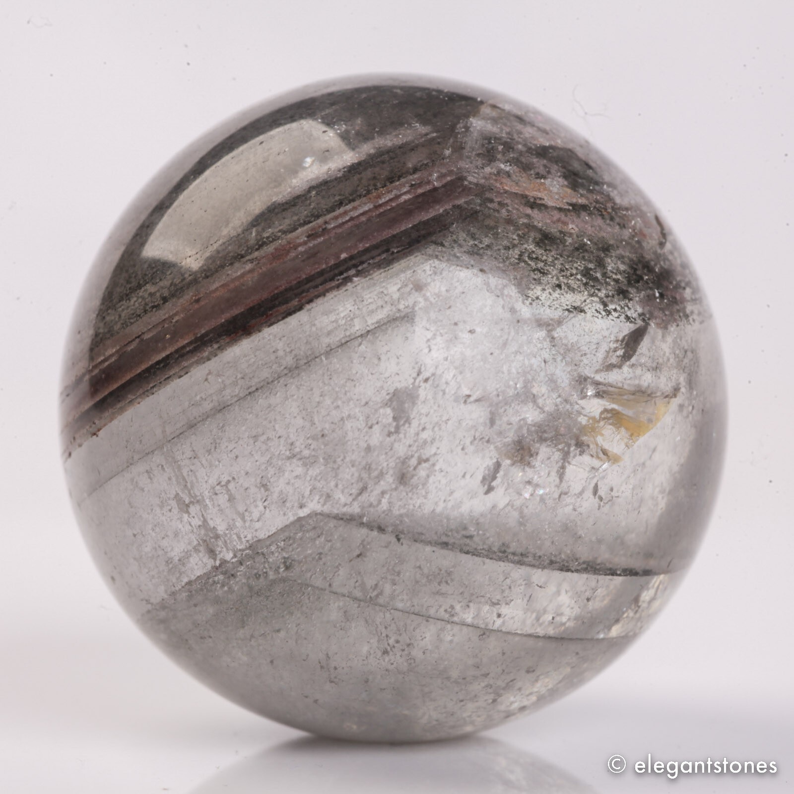 62g35mm Natural Garden/Phantom/Ghost/Lodolite Quartz Crystal Sphere Healing Ball