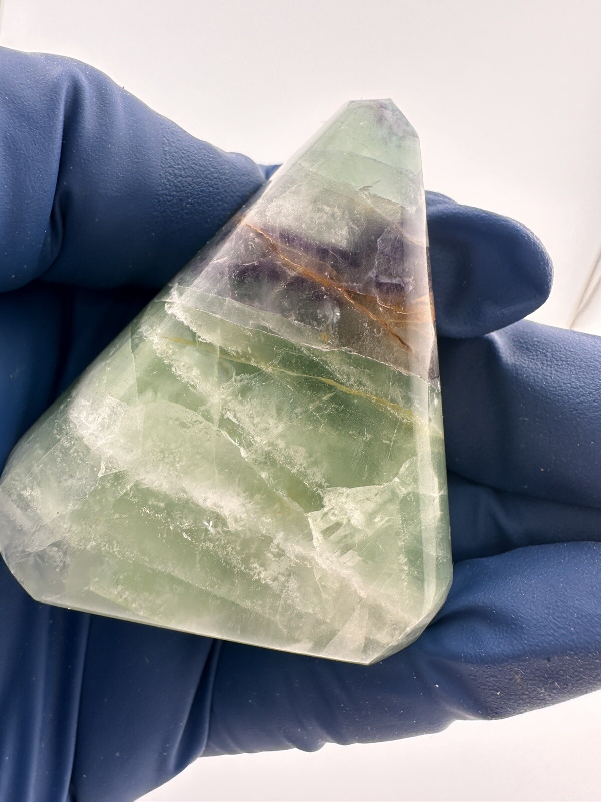 Rainbow Fluorite Handmade Triangle Faceted Purple Yellow Green Gemstone