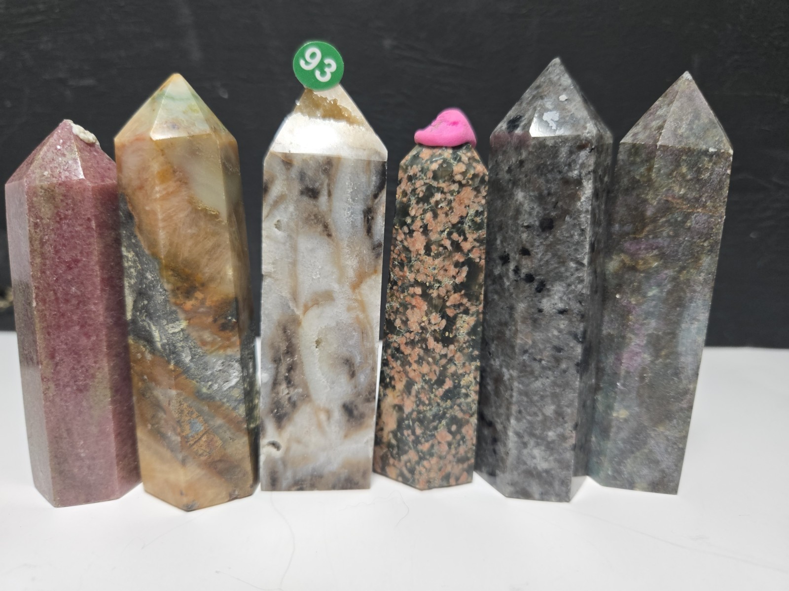 Set of (6) Small towers 3-3.5in tall – various materials! G93