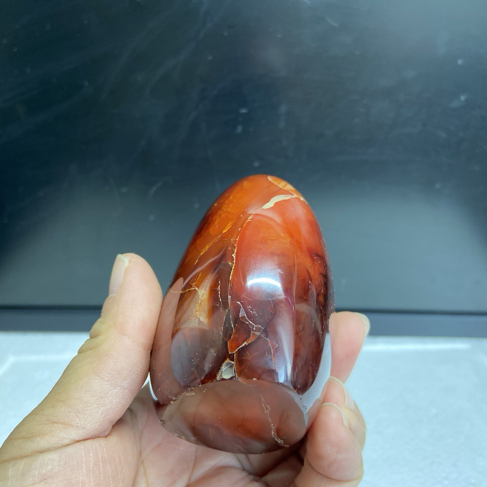 79mm405g Beautiful Red AGATE Carnelian Crystal Display Stand Reiki MGY145