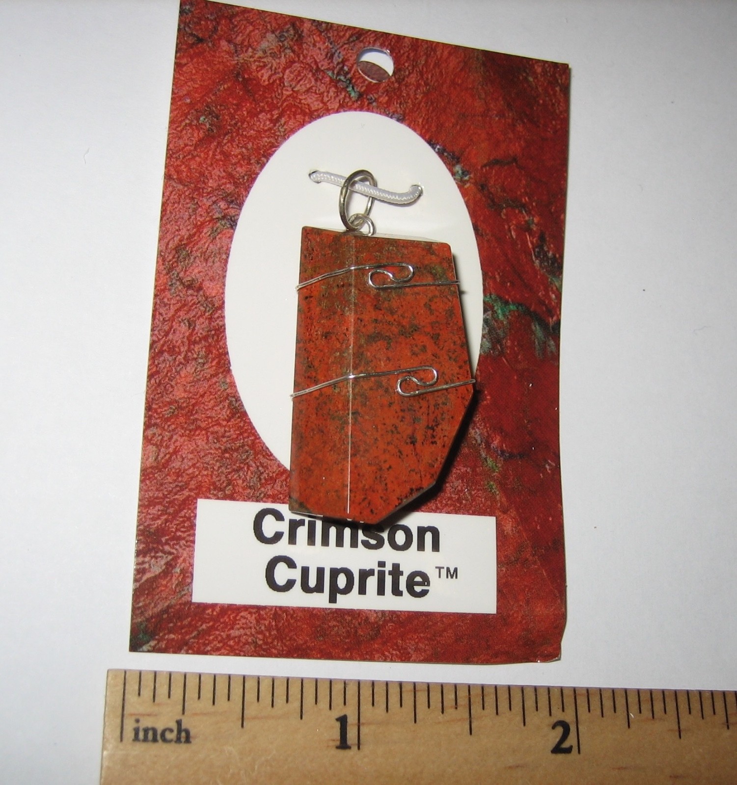 1.3″ POLISHED RARE CUPRITE STONE MINERAL STERLING SILVER WIRE WRAP PENDANT *1