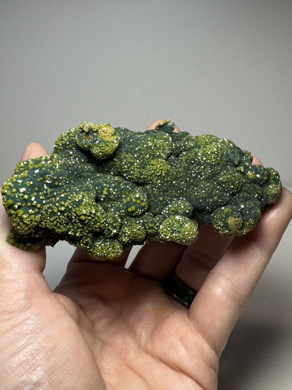 RARE Pyromorphite on Malachite Crystal – Rum Jungle Australia Mineral Specimen
