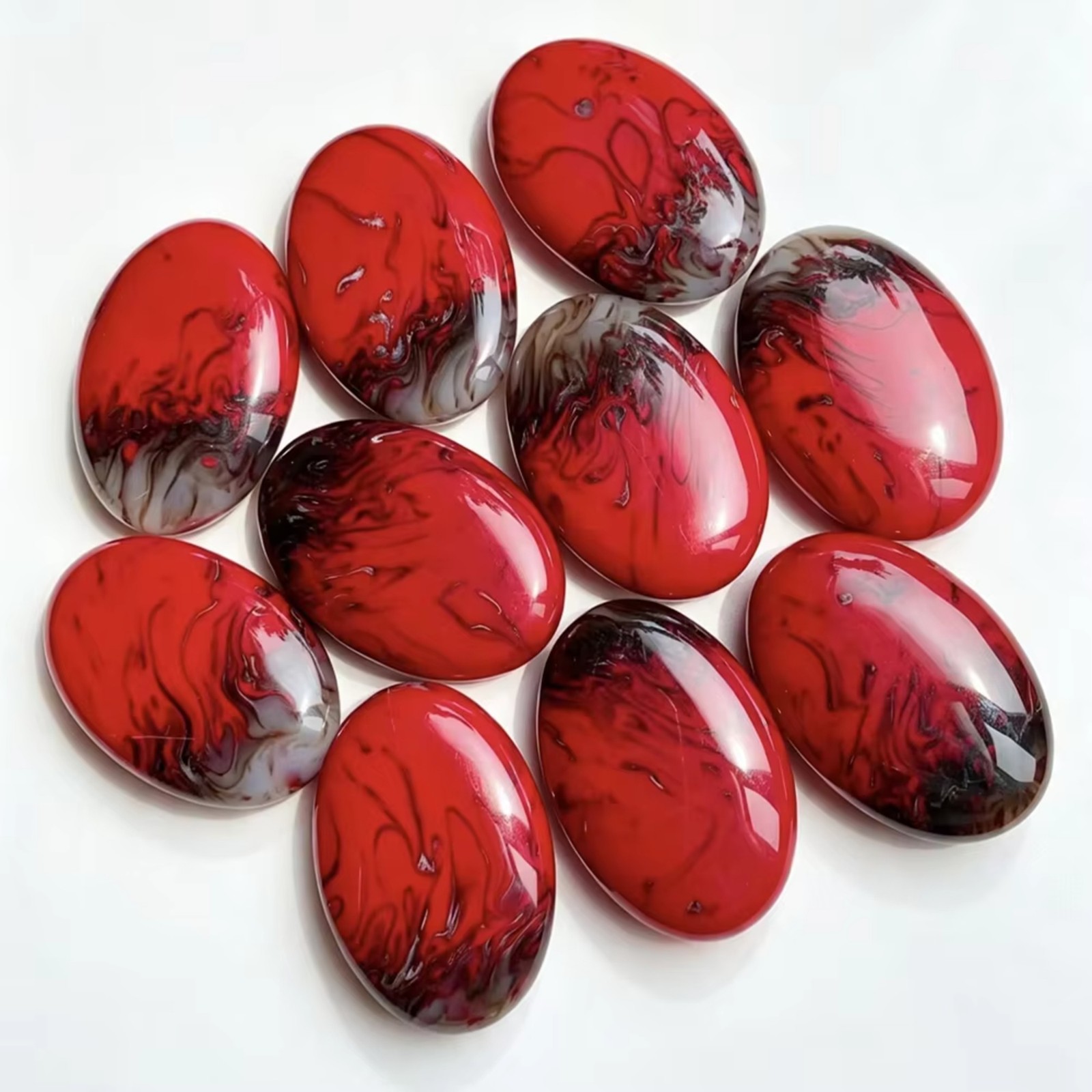 Natural Red Flame Agate Palm Stone Polished Healing Crystal Home Decor Gift