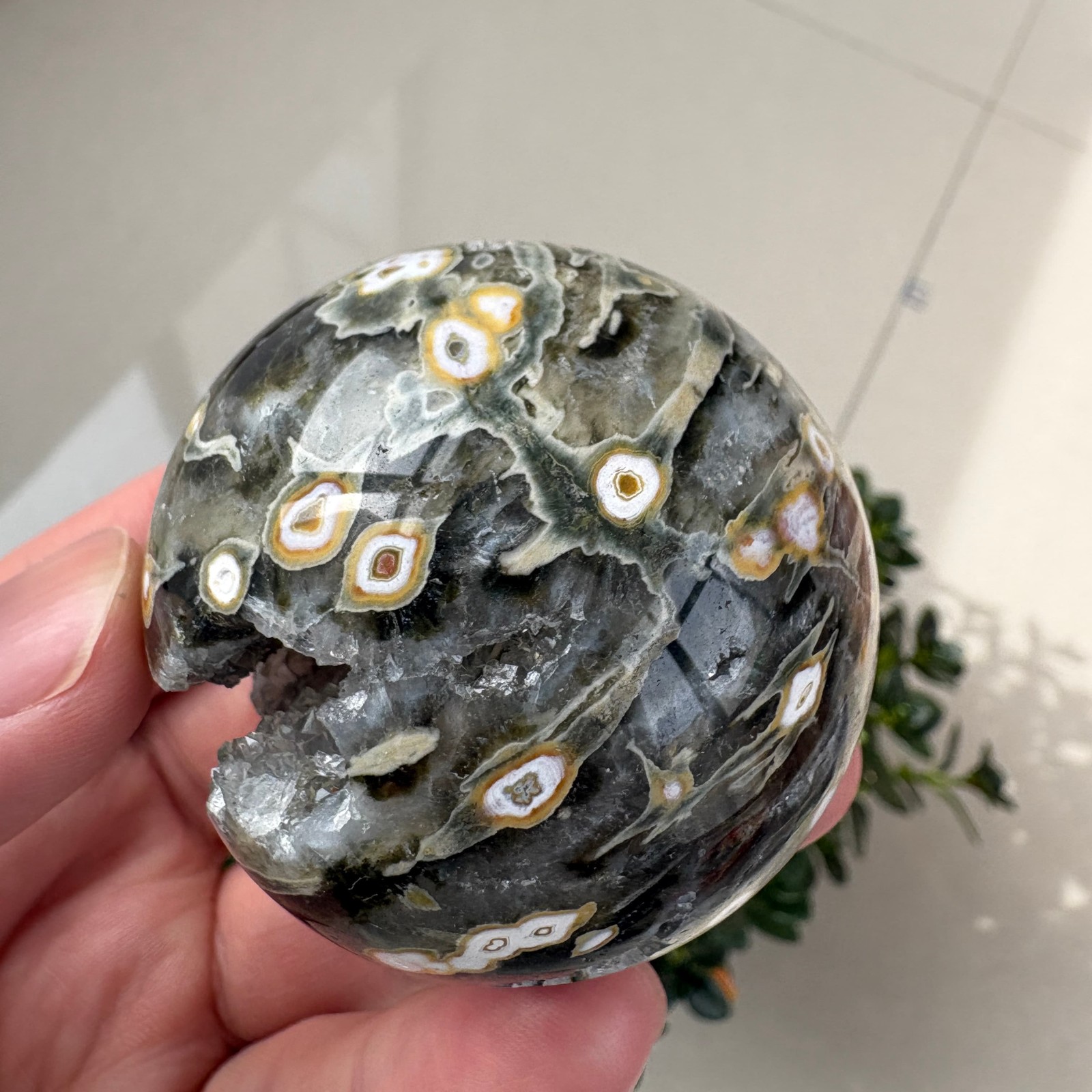 Natural 8th Vein Ocean Jasper Sphere 2.1″ 0.4 lb Crystal Ball Healing Gemstone
