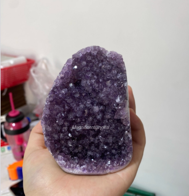 Amethyst Geode Cluster Purple Phantom Quartz Crystal Healing Reiki Art Decor