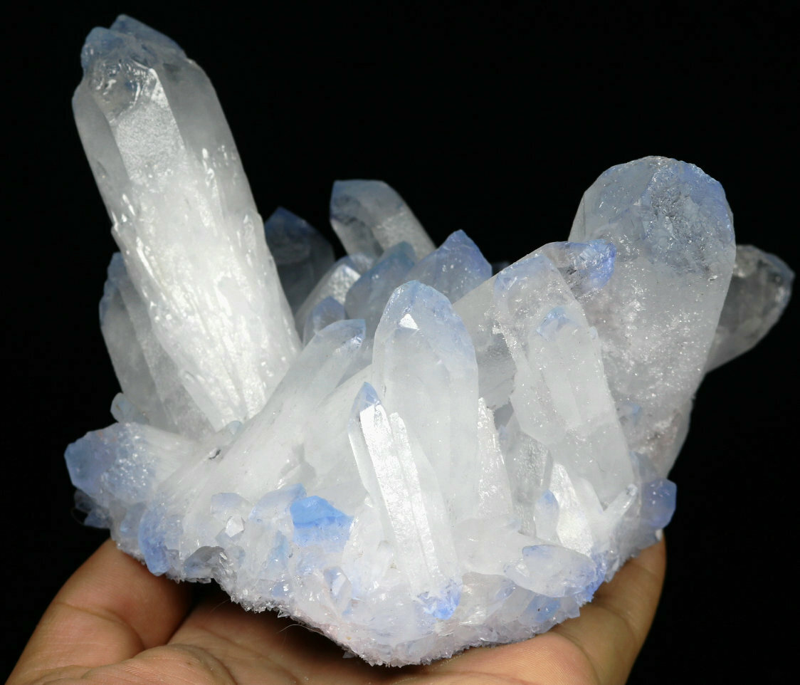 2.01lb Rare Beatiful Blue Tibetan Ghost phantom Quartz Crystal Cluster Specimen