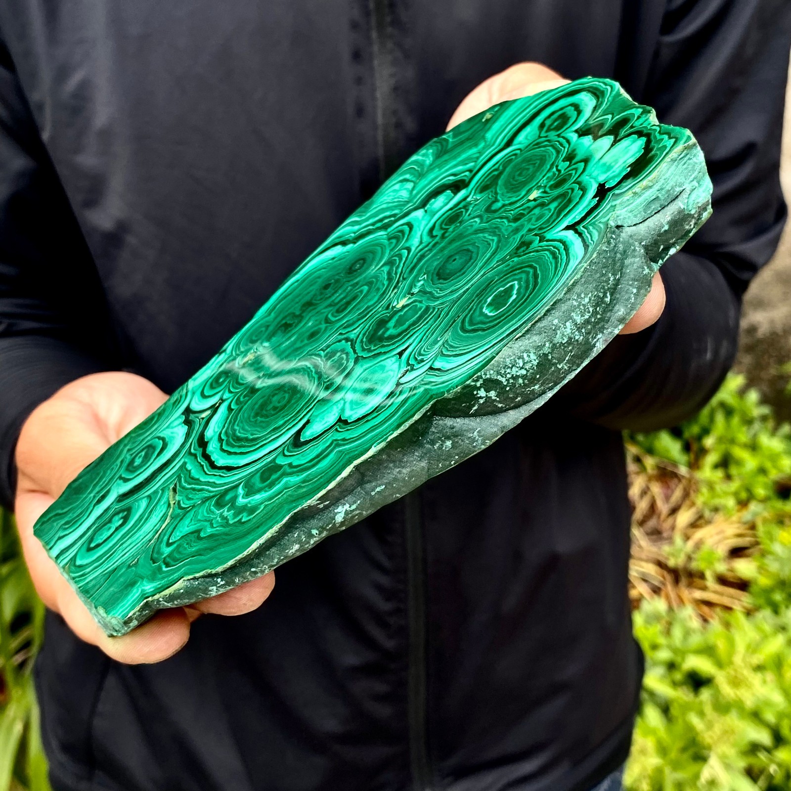1.87LB Natural malachite slice quartz crystal luster mineral specimen