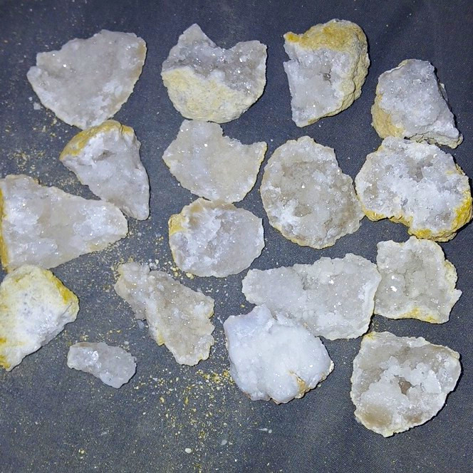 7oz Geode Pieces Small White Crystals Lot – Mineral Specimens – very fine – #12