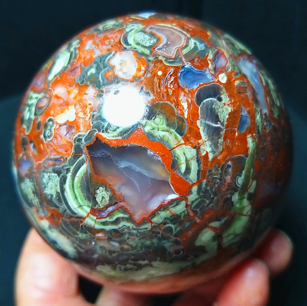 RARE 615.2g 76mm Natural Polished Colorful Agate Crystal Ball Healing A4894