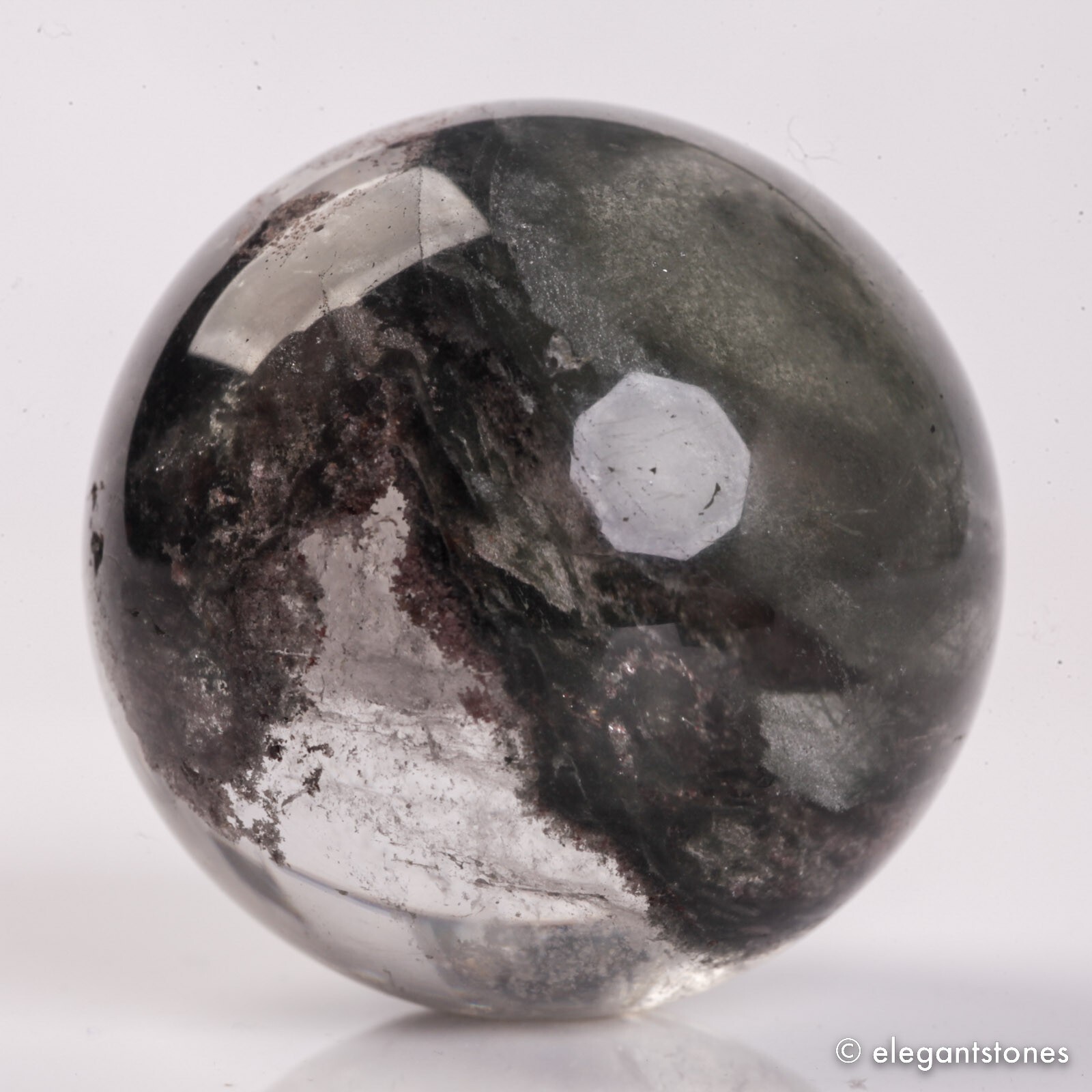 61g35mm Natural Garden/Phantom/Ghost/Lodolite Quartz Crystal Sphere Healing Ball