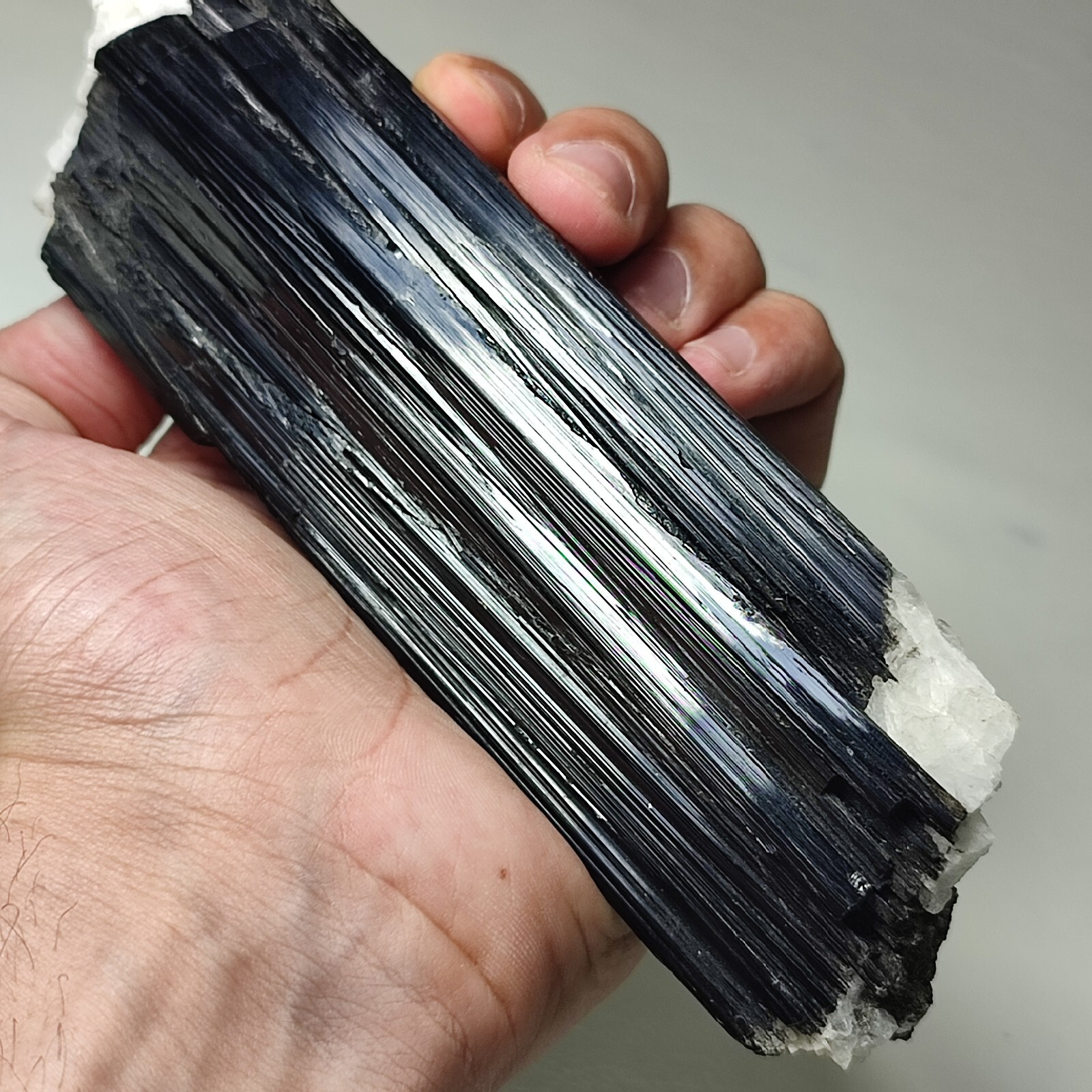 17cm Huge Black Tourmaline(Schorl) Specimen Combined With Albite-Shigar ,Pak.