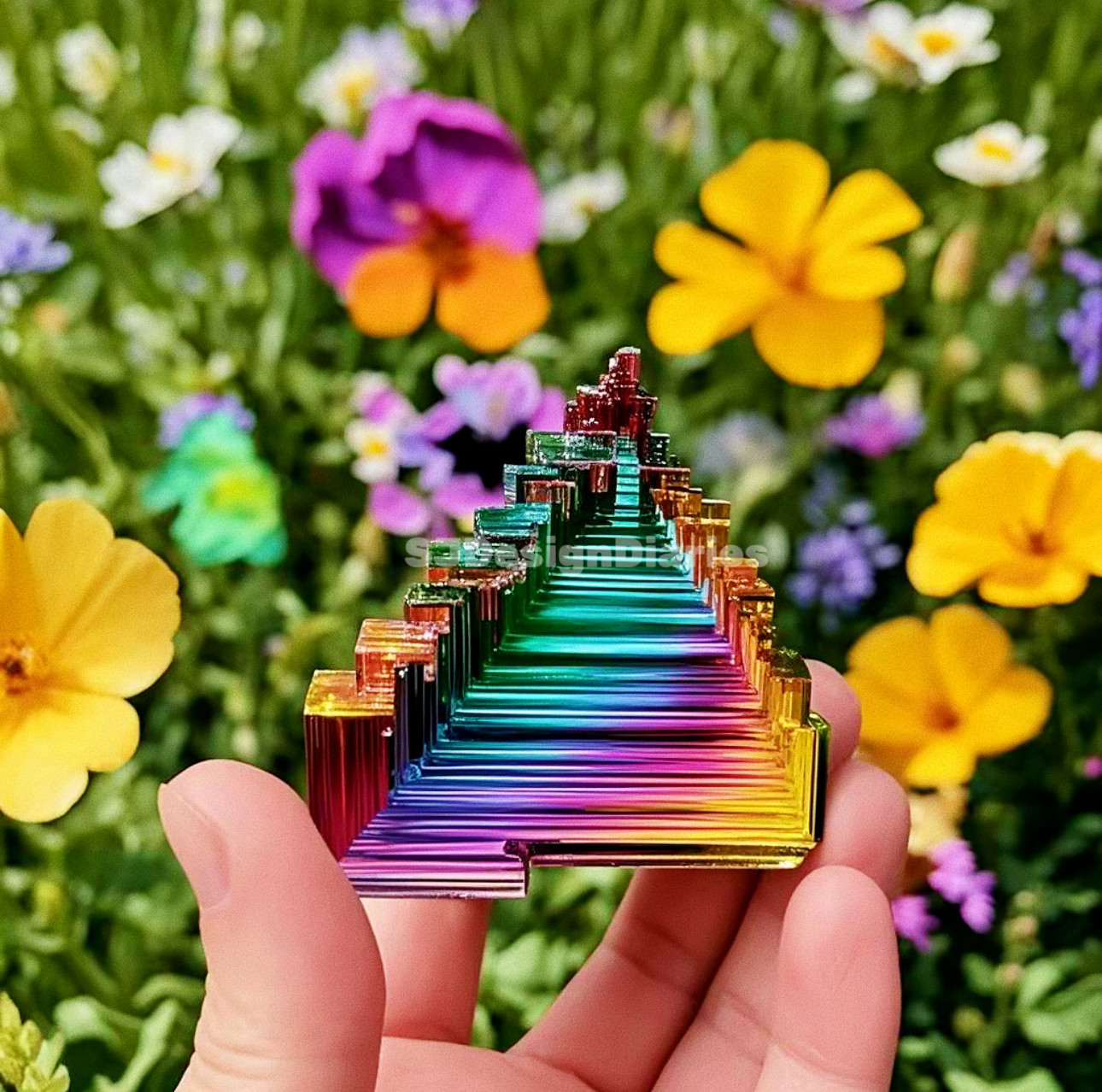 Rainbow Aura Pyramid Titanium Bismuth Ore Gemstone Cluster Reiki Gemstone Gifts