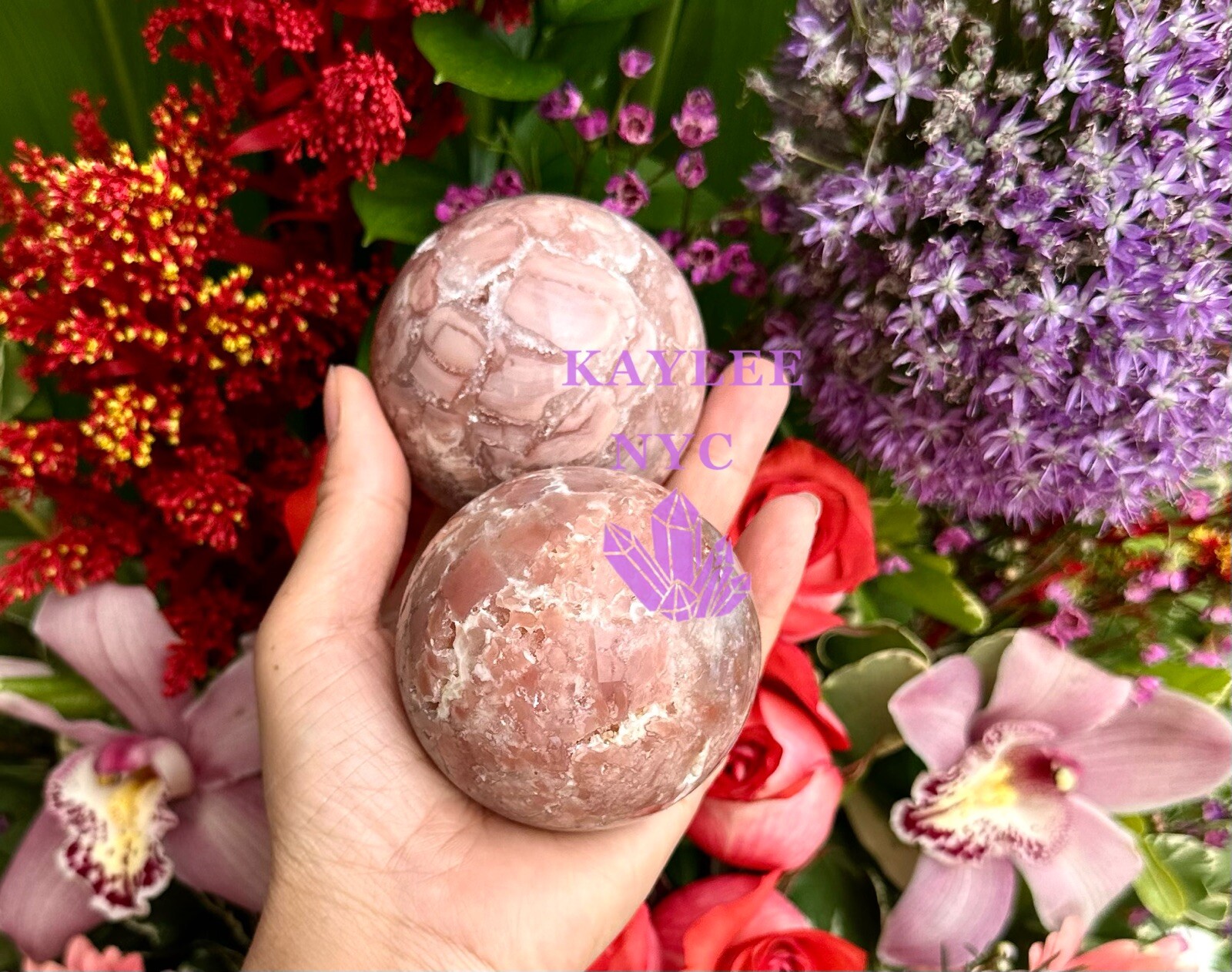 Wholesale Lot 4-5 Pcs Natural Pink Agate Sphere Crystal Ball 4.9-5 Lbs