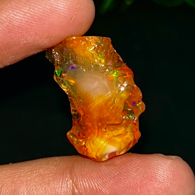 Rare Mexican Fire Opal Rough 26.15 Ct, Natural Orange Opal With Red Green Fire