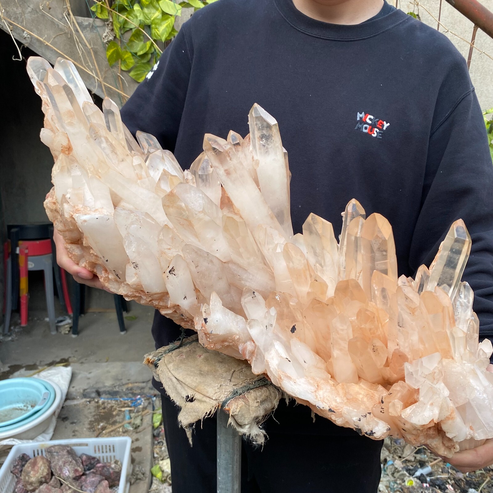 81.6lb Natural Clear White quart Crystal Cluster Raw Healing Specimen