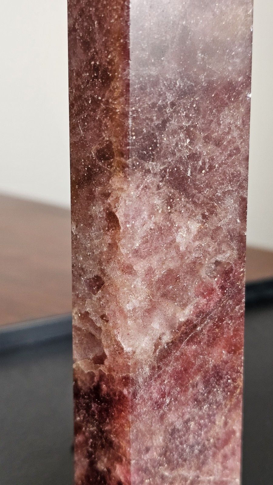 9in Strawberry Quartz Tower (Obelisk) Natural Crystal (6″ Base Circumference)