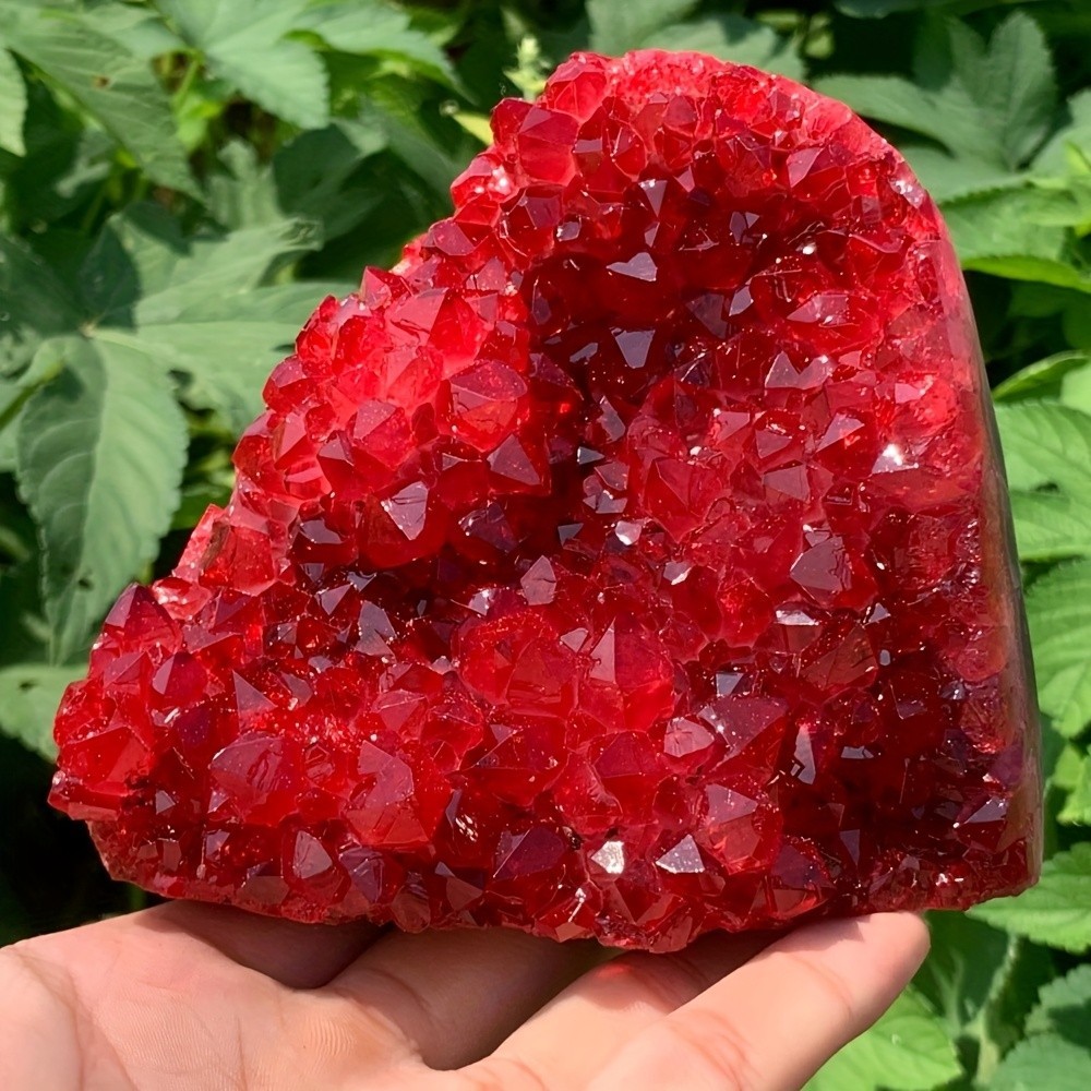 200-300G Red Crystal Quartz Decor Cluster Feng Shui Office Collection Gift