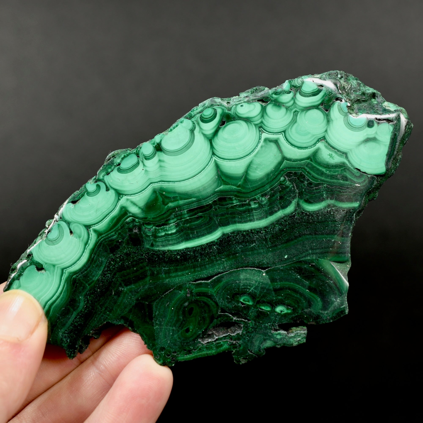 Natural AAA Malachite Crystal Slab, 4.5in 133g, Congo m9