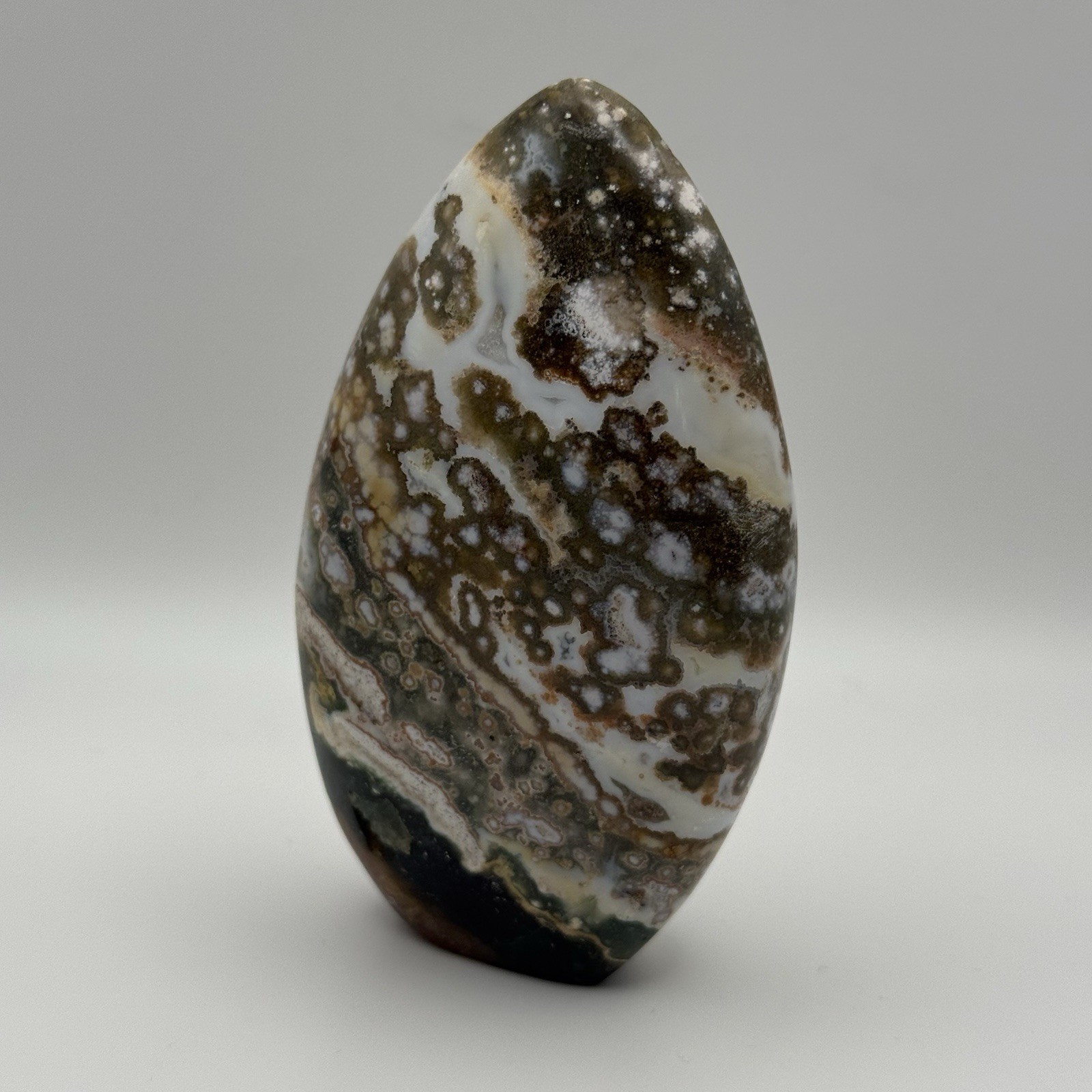 Polished Ocean Jasper Freeform, Multicolored, Self-standing, Approx 4″