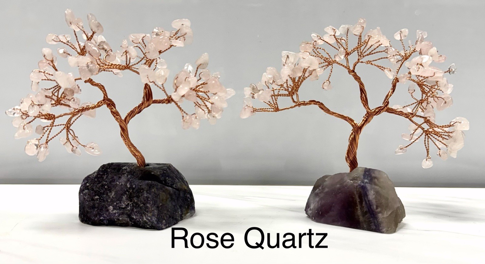 Wholesale 7 Pcs Bonsai Tree With Fluorite Base Copper Wire Natural Crystal
