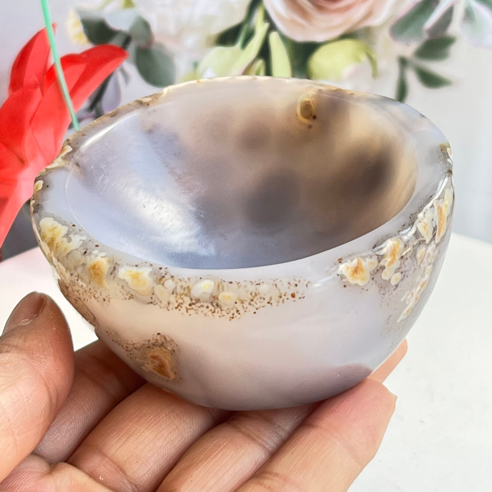 257g TOP Rare Natural Agate ashtray Polished Coin Dish Madagascar MD9