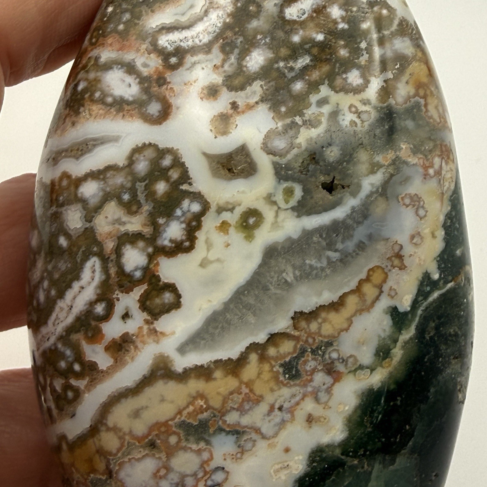 Polished Ocean Jasper Freeform, Multicolored, Self-standing, Approx 4″