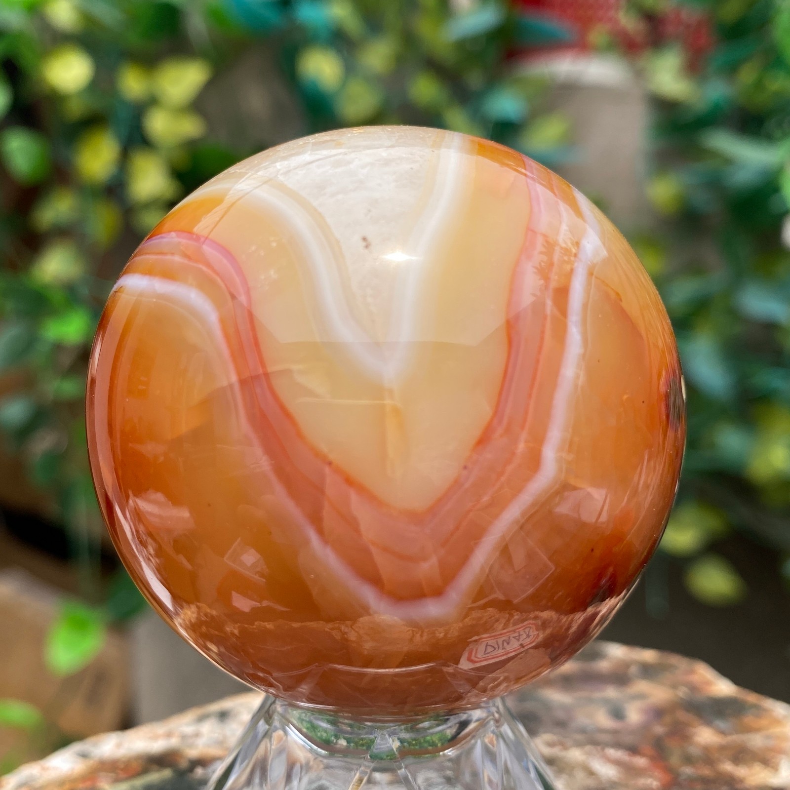 290g Natural red striped agate crystal ball mineral specimen Sphere