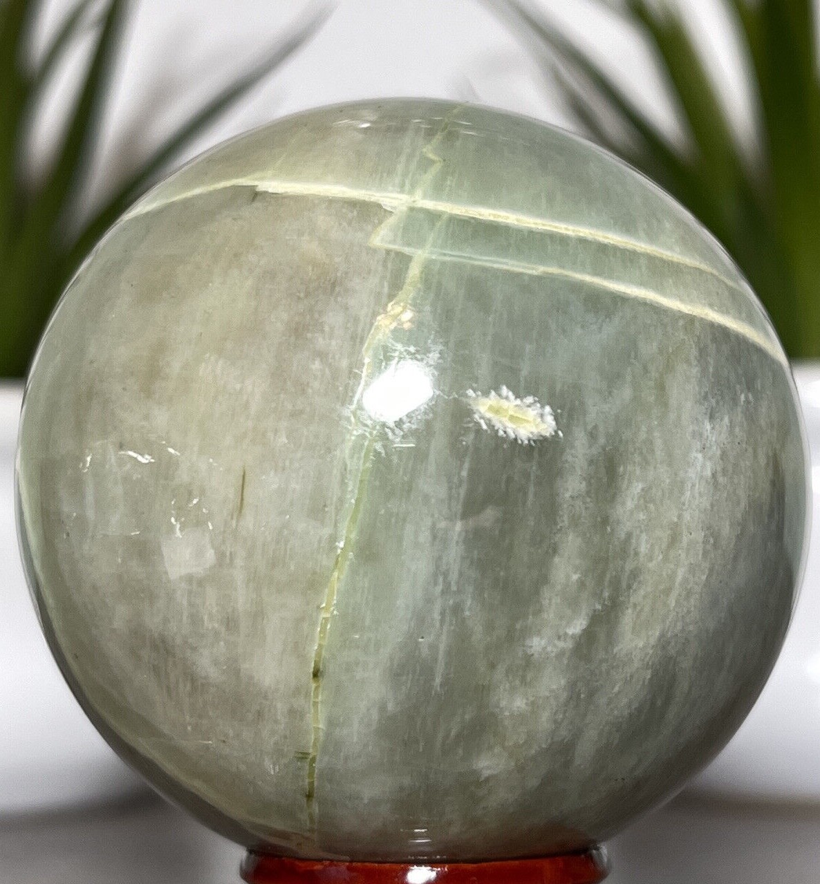61mm GREEN MOONSTONE SPHERE – Natural Garnierite Mineral Reiki Chakra Witch