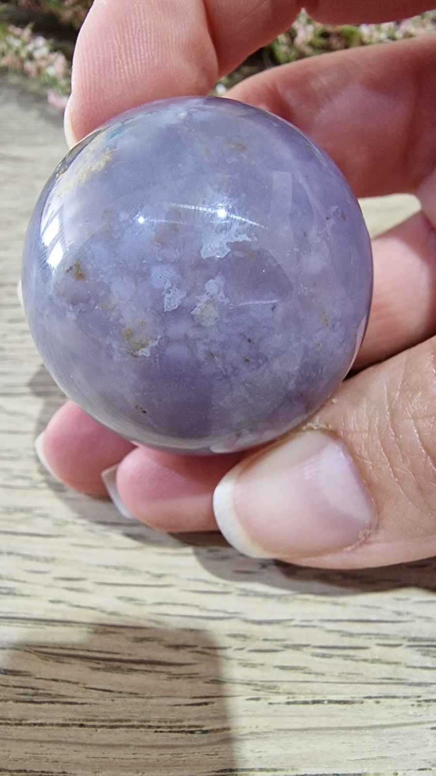 Blue Chalcedony Crystal Sphere 37mm 72g + Stand