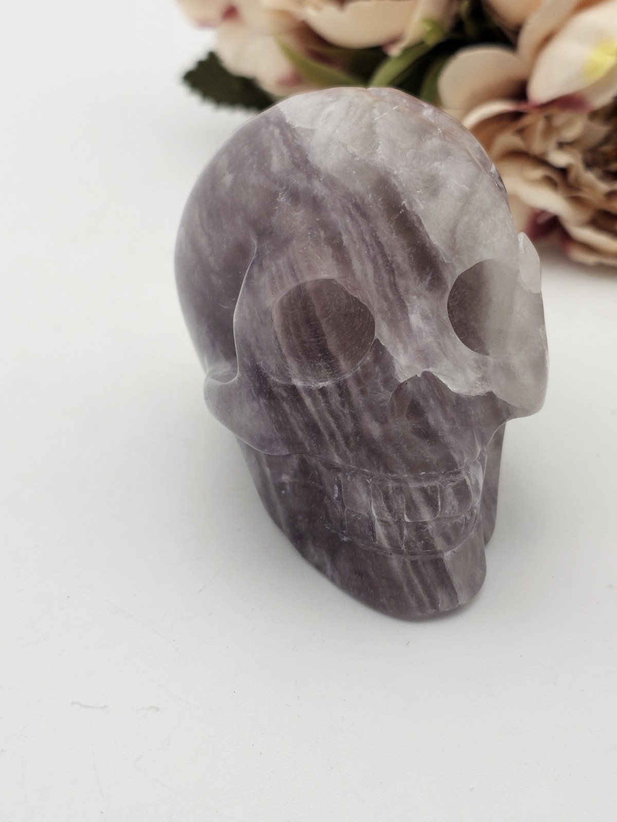 ✨️SALE ✨️ Rainbow Purple Fluorite Skull Crystal Carving 272g 6.8cm x5.3cm
