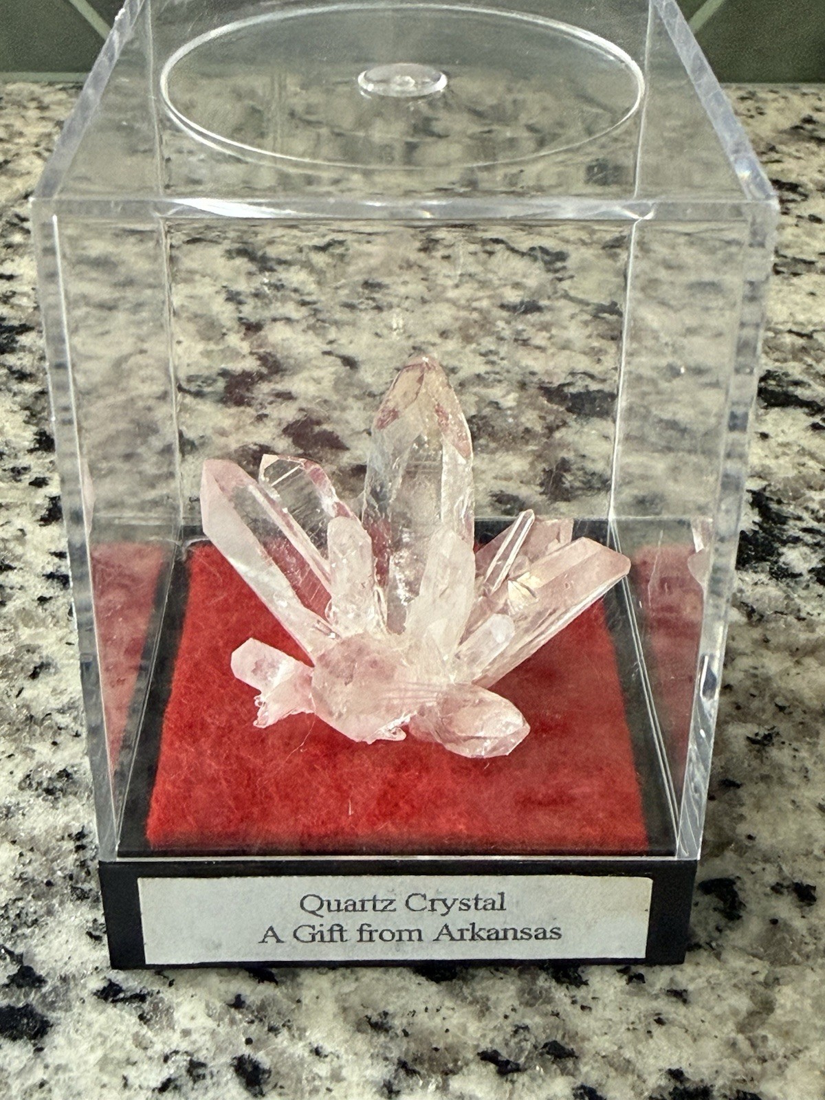 Clear Quartz Cluster From Arkansas, USA, In Display Box, Specimen