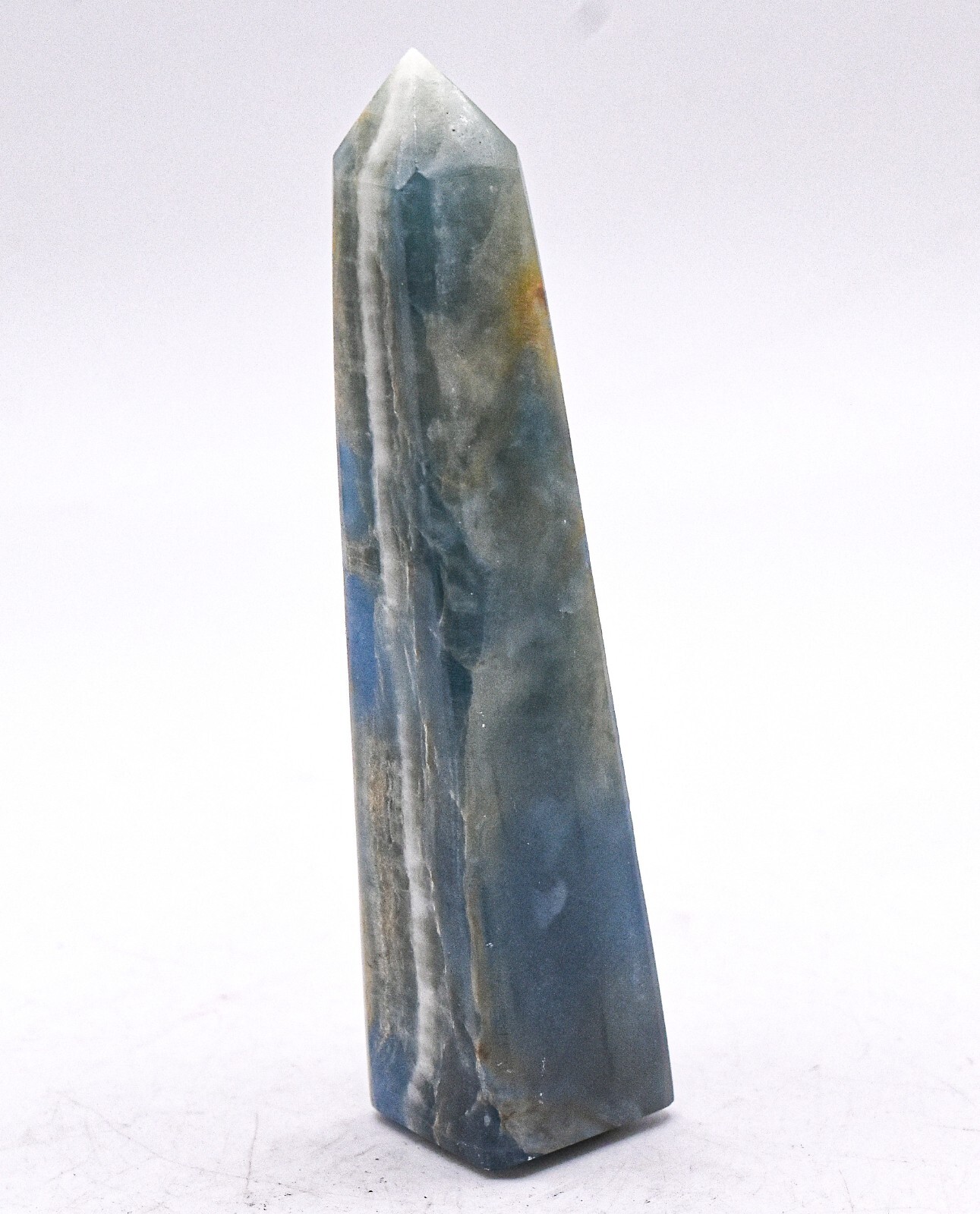 3.6″ Blue Onyx Obelisk Polished Layered Natural Gemstone Mineral Tower Argentina