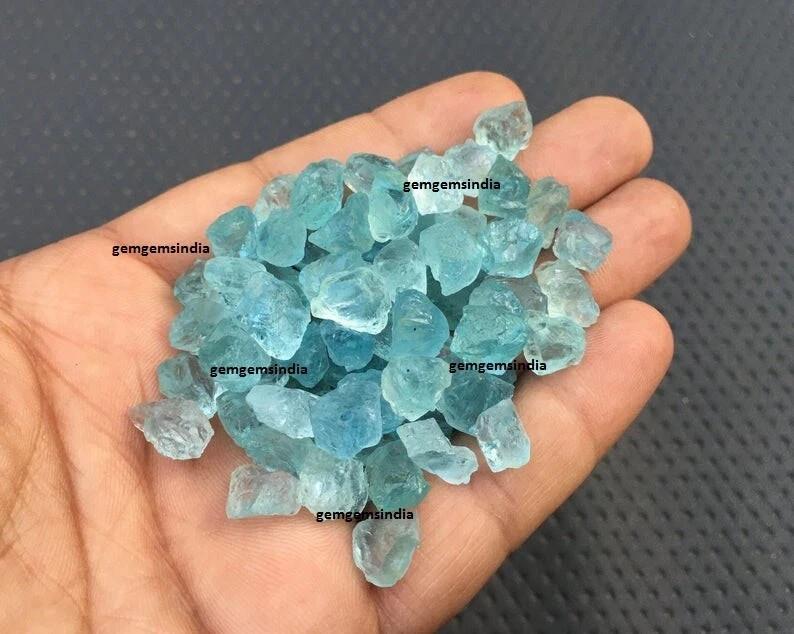 Fabulous Blue Aquamarine 25 Pieces Raw Size 8-12 MM Aquamarine Rough Stone