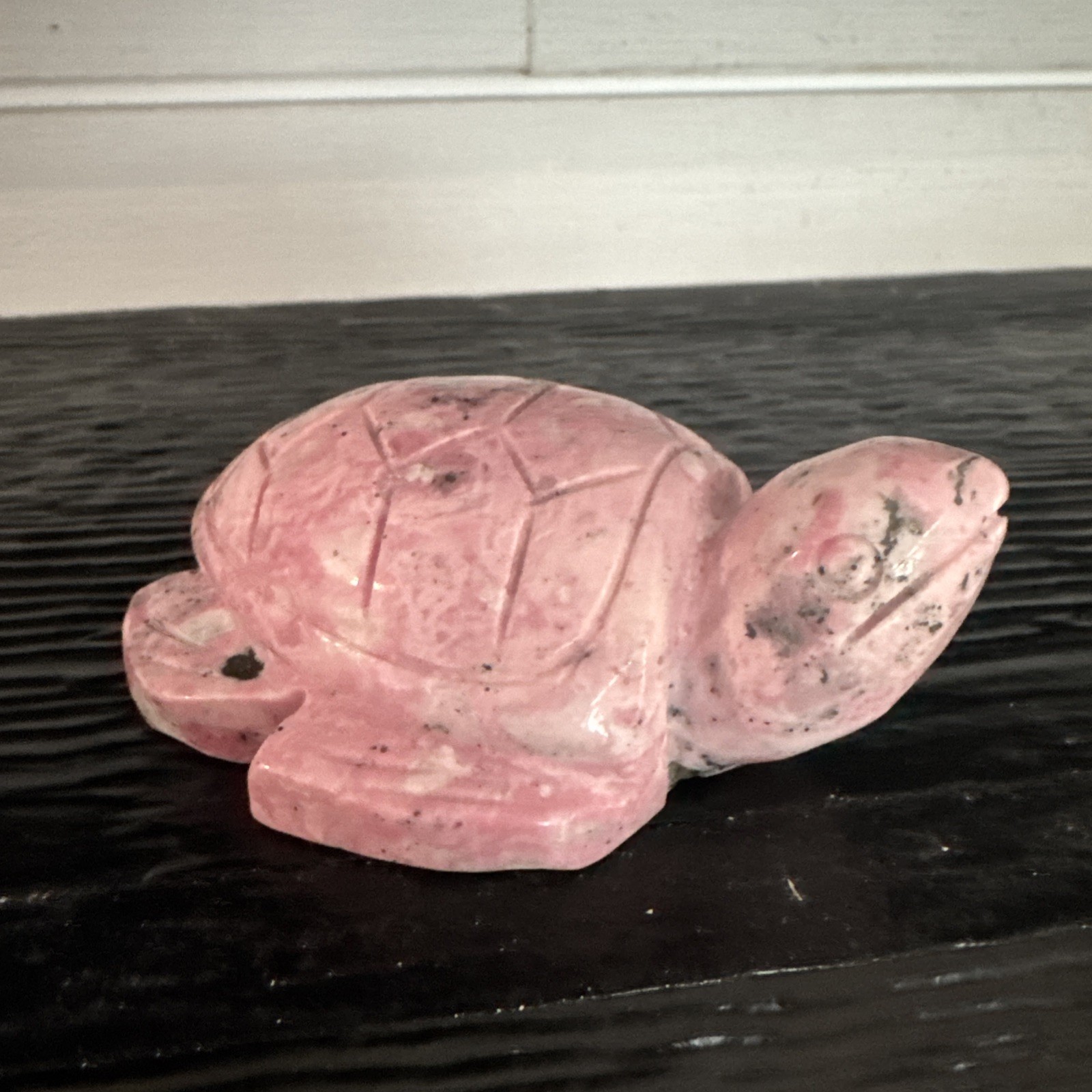 Rhodonite Crystal Turtle Carving 267 Grams 4”