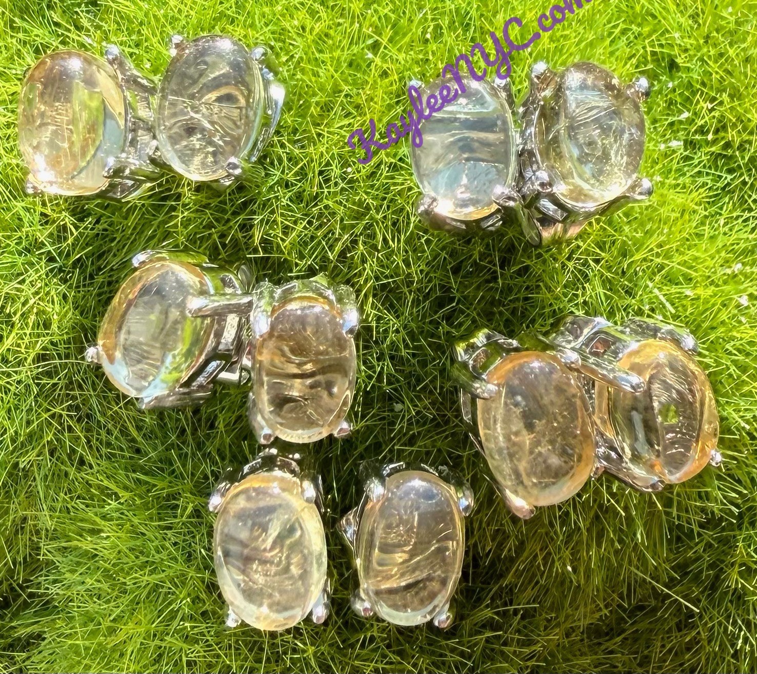 Wholesale Lot 5 Pairs Natural Citrine Sterling Silver 925 Studs 5x7mm