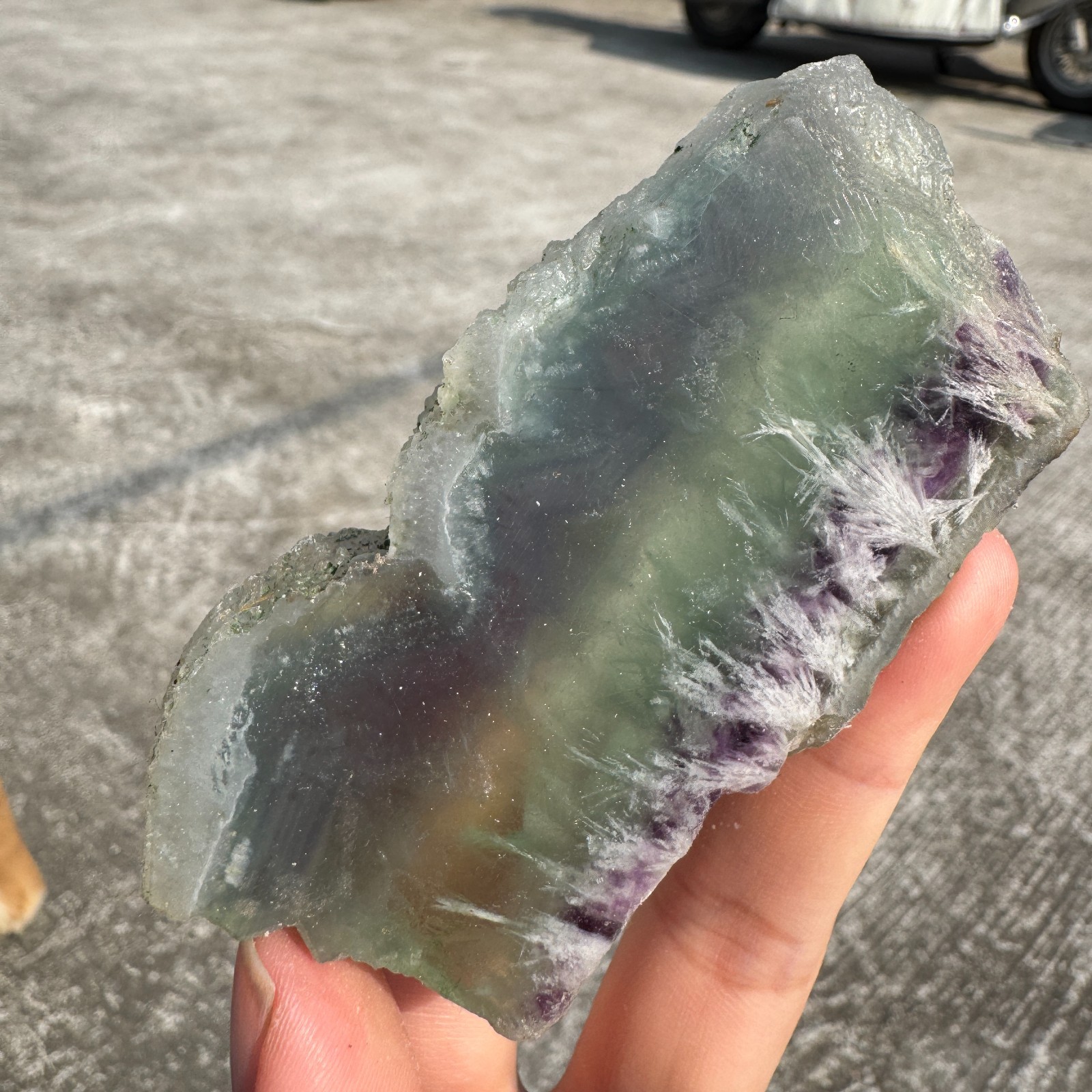 100G Natural feather fluorite crystal slice rough quartz crystal specimen healin