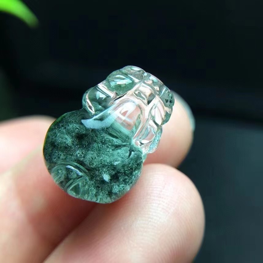AAAAA Natural Green Phantom Quart Crystal Pendant Sphere Necklace
