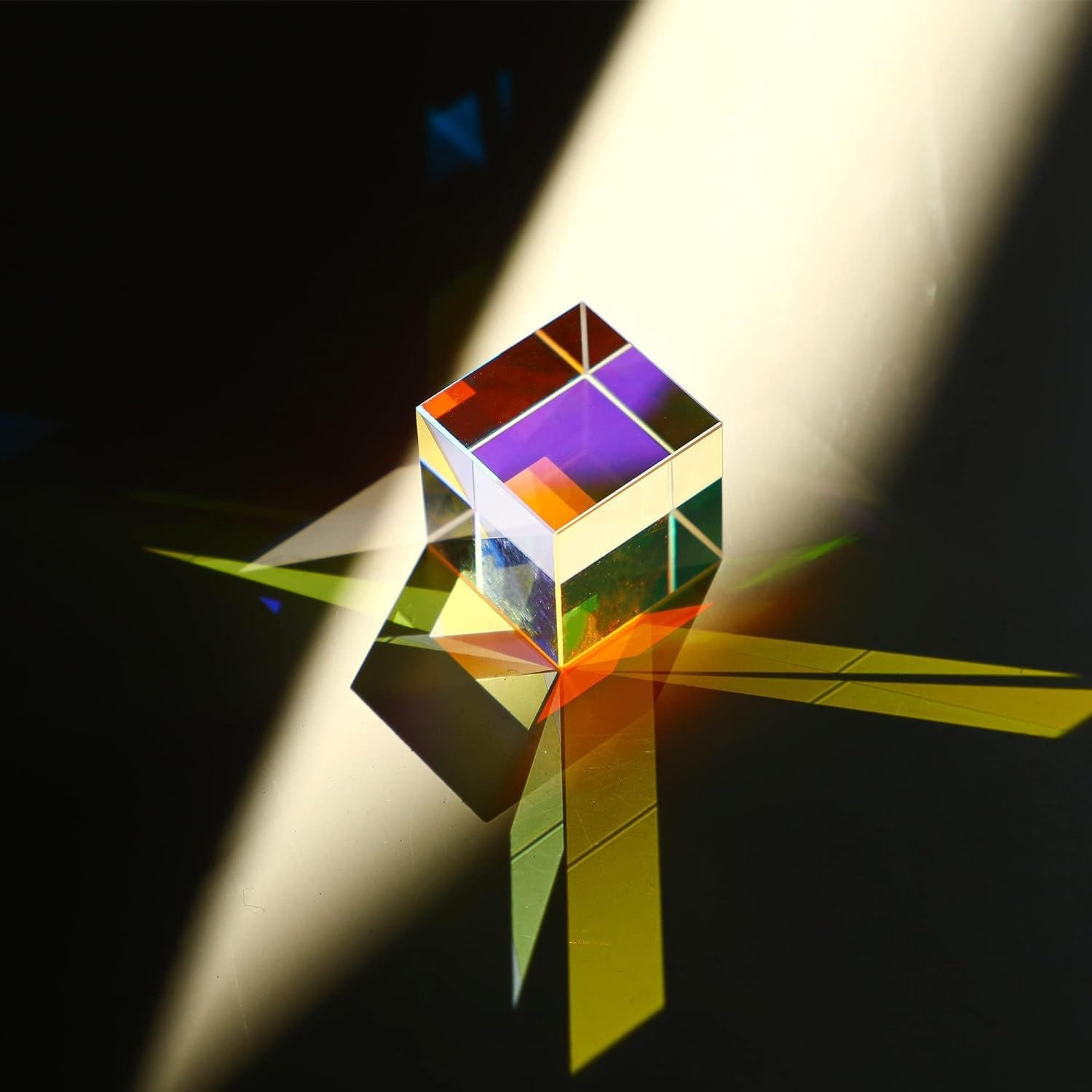 Mini K9 Crystal Glass Prism Cube,Optical Glass RGB Dispersion Prism X-Cube for P
