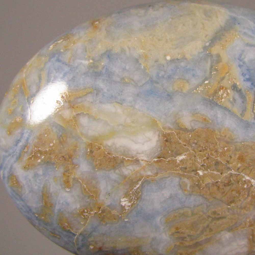 2.7″ Blue SCHEELITE Dolomite Calcite Polished Palm Stone – Erzurum, Turkey