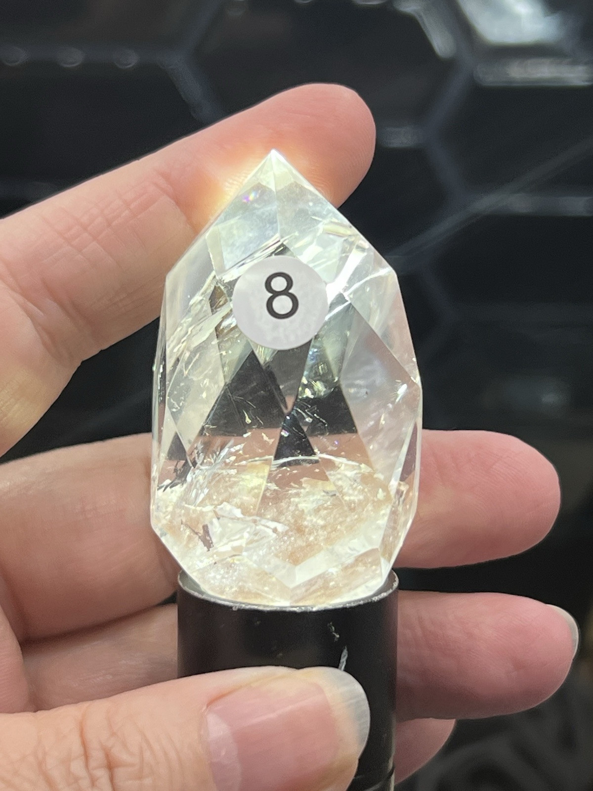 Natural Clear Quartz Faceted Egg HQ Self standing L@@K Free ship & Gift