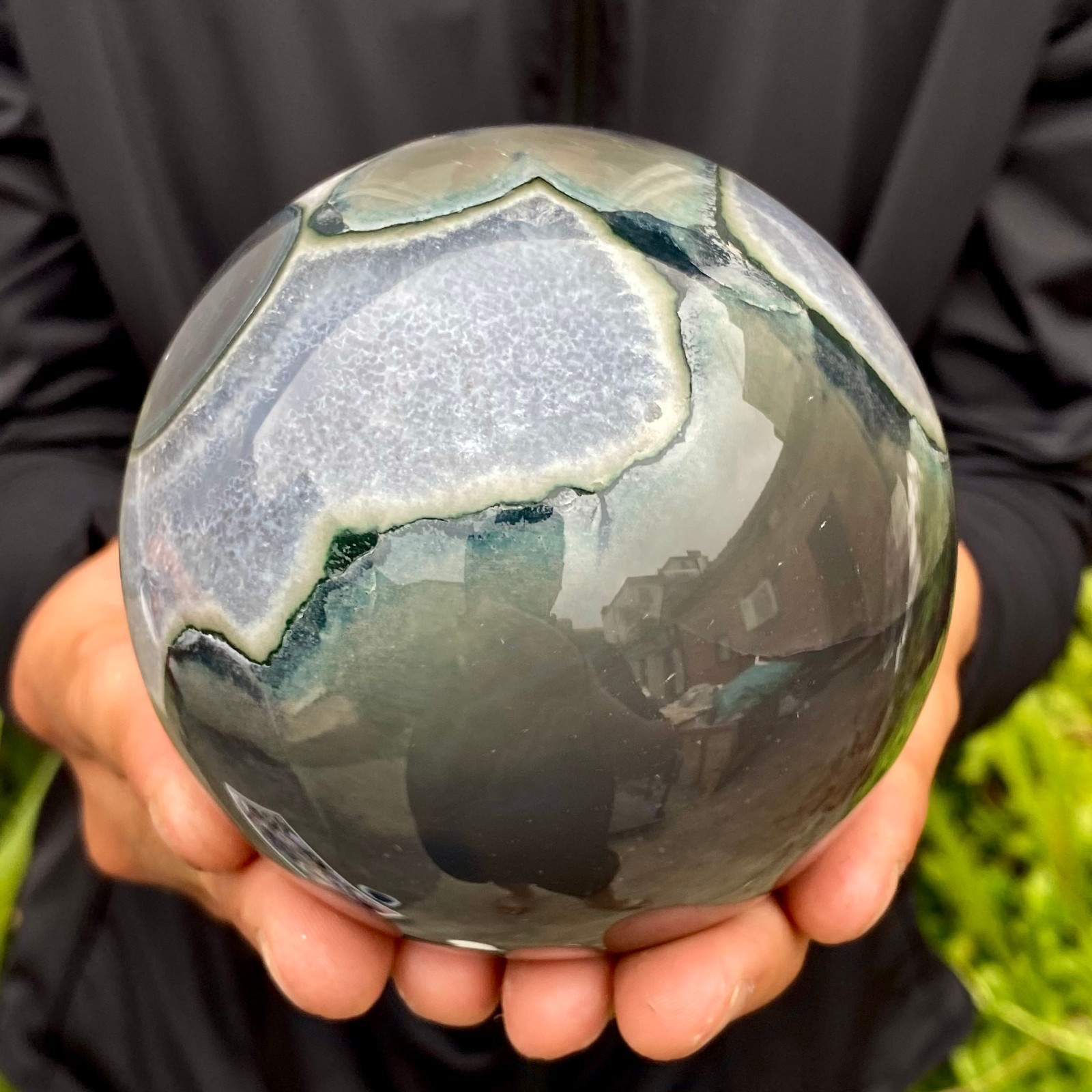 2.06LB Natural Amethyst Agate Ball Quartz Crystal Sphere reiki healing gem