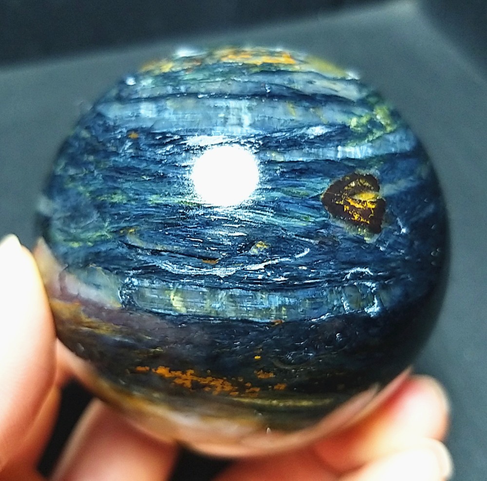 RARE 355G Natural Namibia ” Pietersite” Gemstone Sphere Ball Healing a457