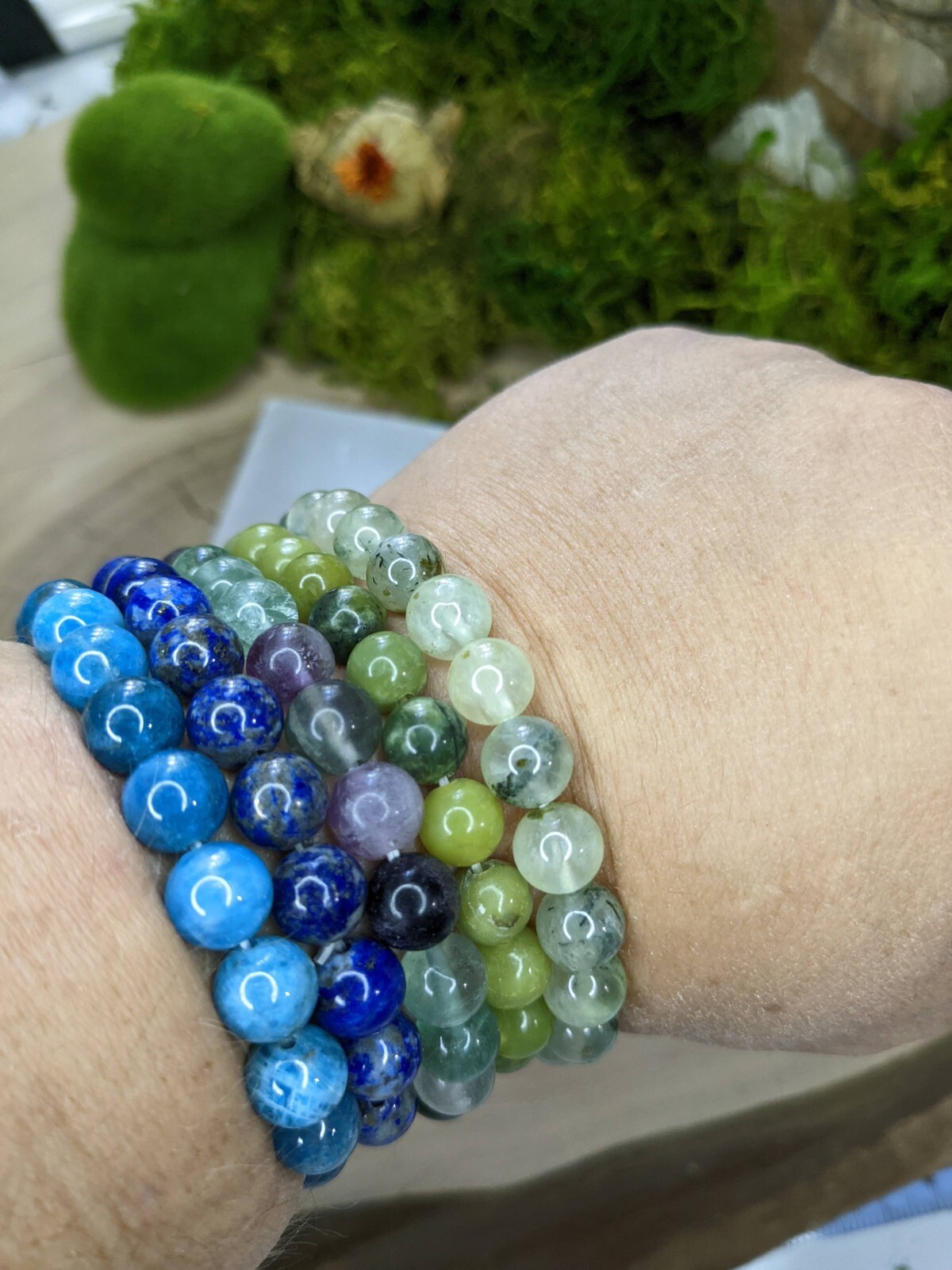 Gemstone Bracelet 8mm Beads Stretchy Unisex Smooth Round Crystal Stackable Boho