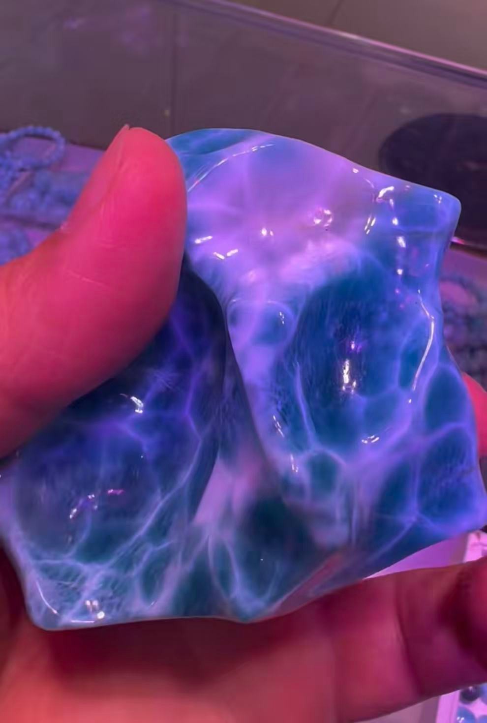 290g Natural Larimar Gem freeform Quartz Sphere Crystal Energy Reiki Decor