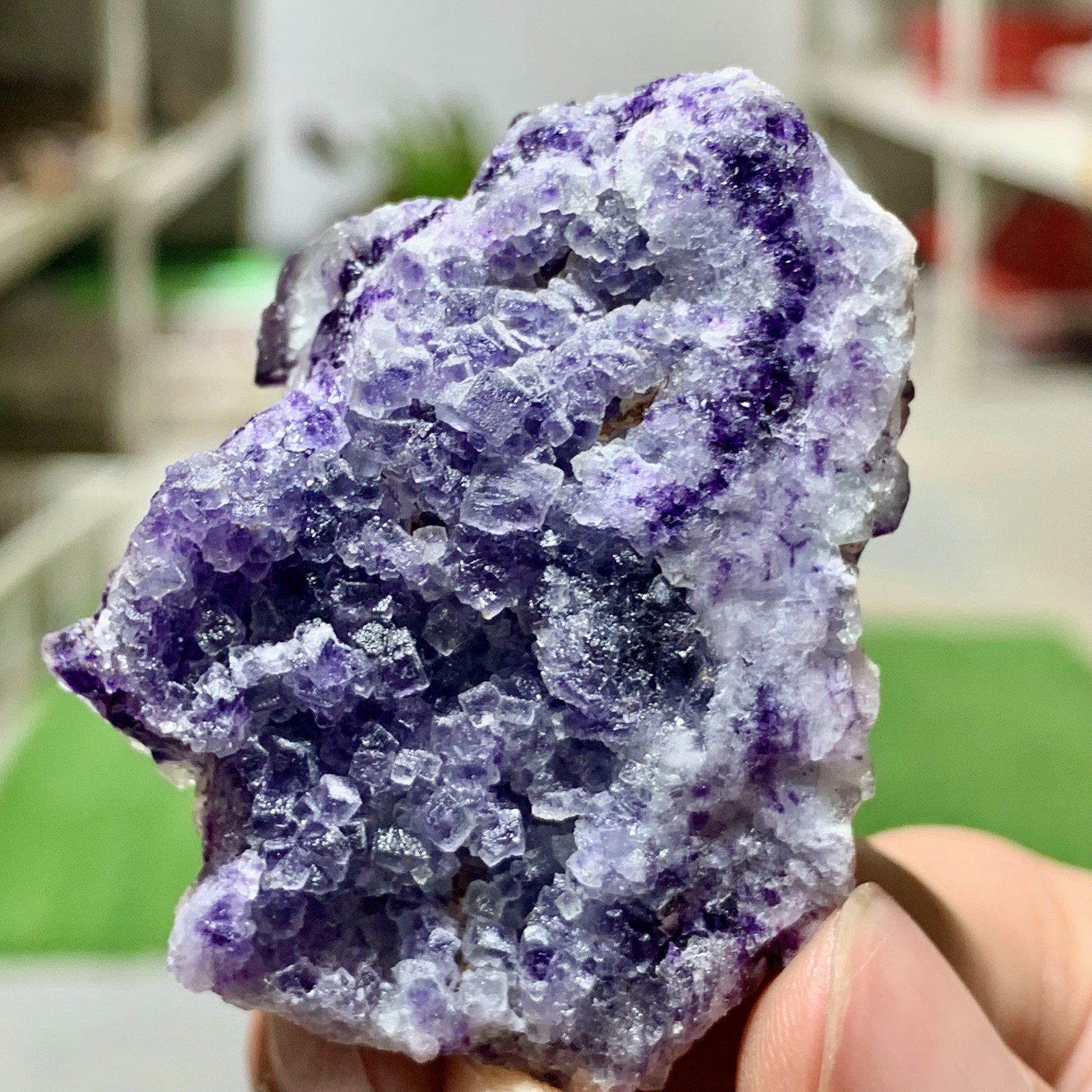 57G Inner Mongolia Natural Fluorite Purple Edged Cube Crystal Mineral Specimen