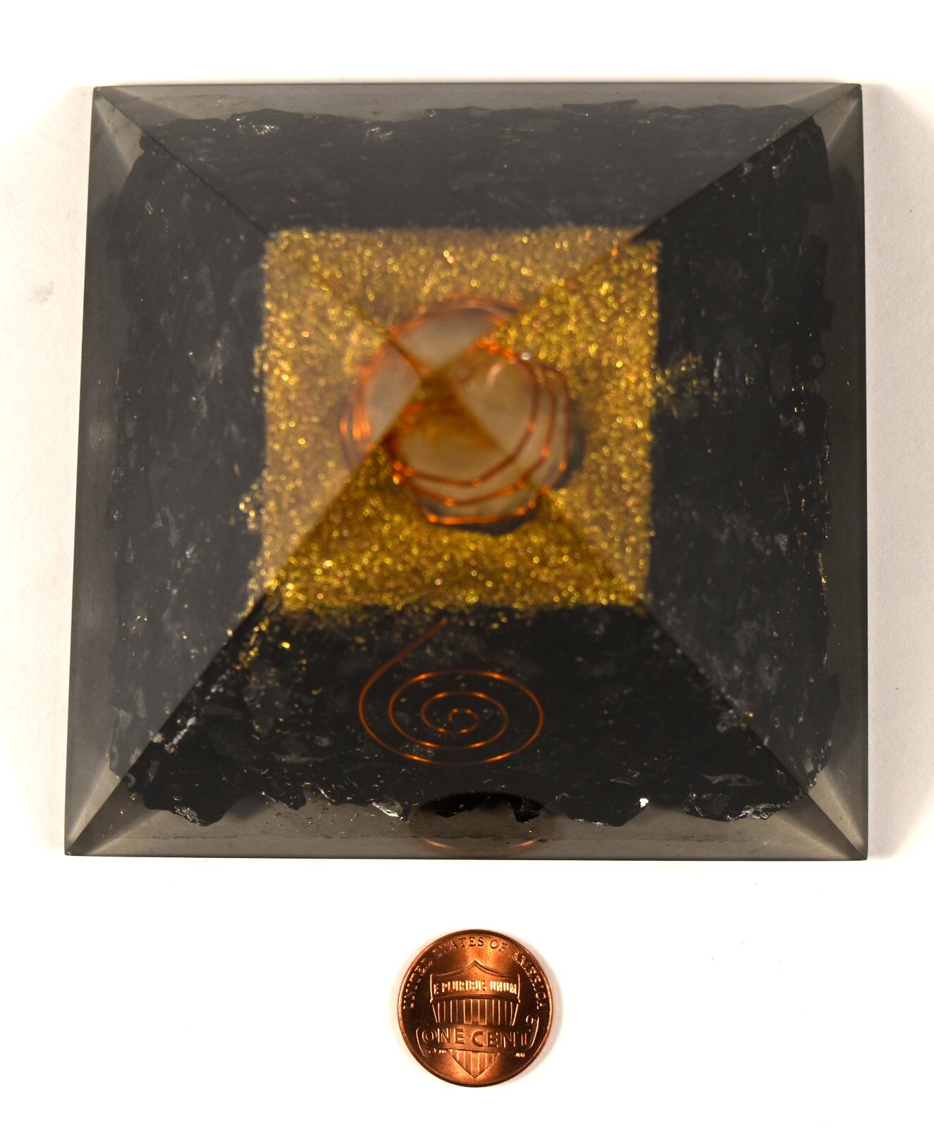 Huge 98mm Black Shungite Orgonite Orgone Pyramid Energy Reiki Charged Generator