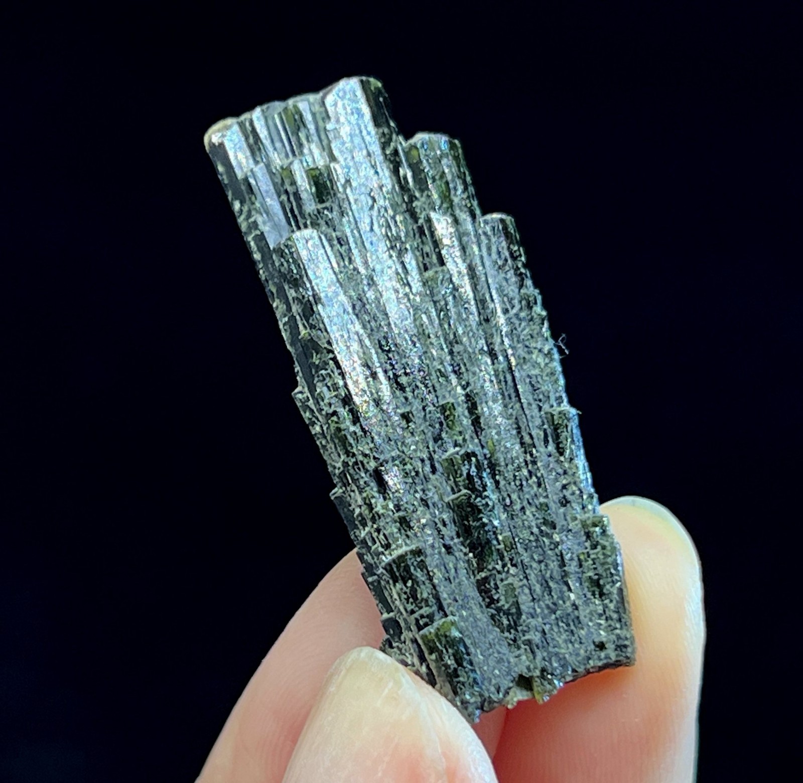 37mm Quartz on Bright Lustrous Hedenbergite from Inner Mongolia, Natural Mineral